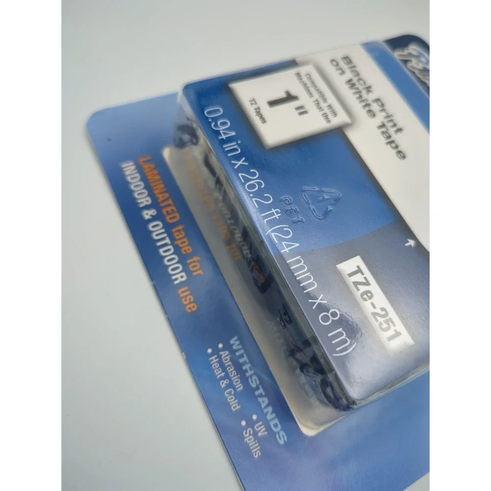 Brother‎ TZe-251 Laminated Tape Black Print On White Tape 1